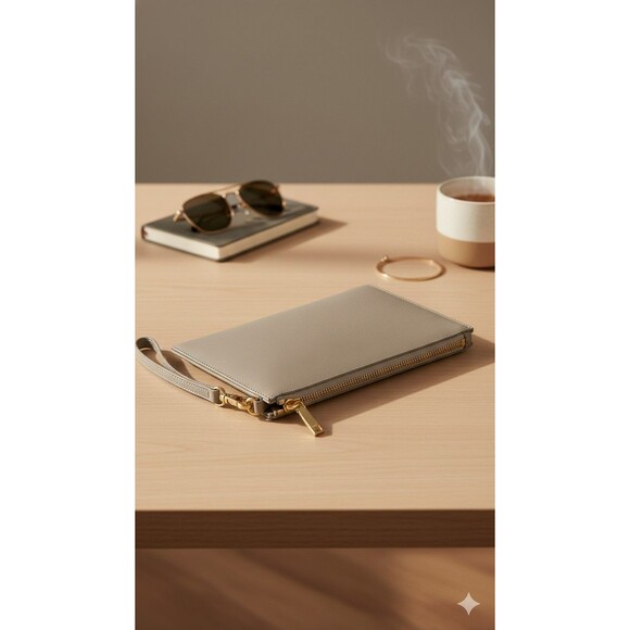 Dagne Dover Essentials Canvas Pale Gray Clutch Wallet Missing Crossbody Strap - Picture 7 of 7